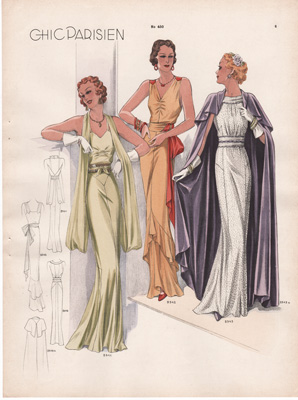 Chic Parisien art deco fashion illustrations 1936